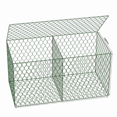 ポリ塩化ビニールの緑6mx2mx0.3m六角形のGabionのバスケットの電流を通された鉄の金網の石箱