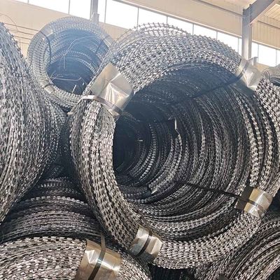 Hot-Dip Galvanized Razor Barbed Wire Defense Corridor Perimeter Reinforced Coil System