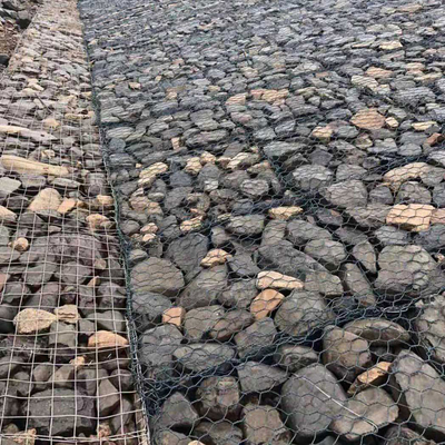 低炭素の鋼線1x1x2 M Gabionの塀のバスケットの石は箱3のねじれの織り方を満たした